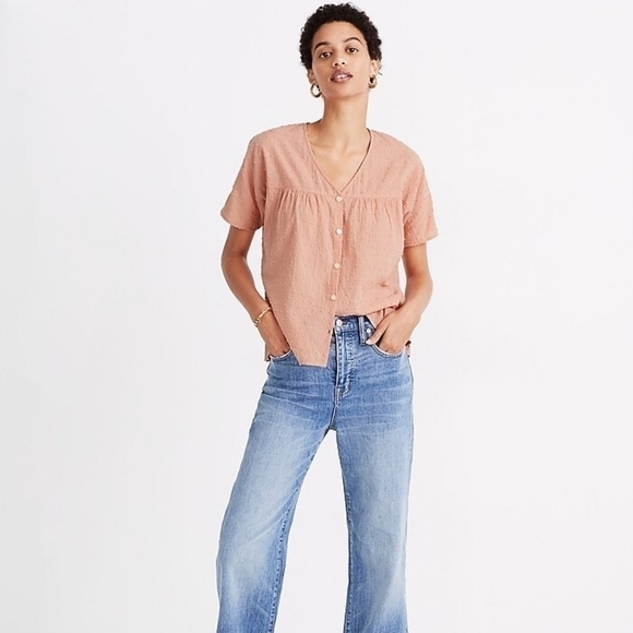 Madewell Rhyme Button-Front Top in Clipdot AK016 sz M - Picture 1 of 8